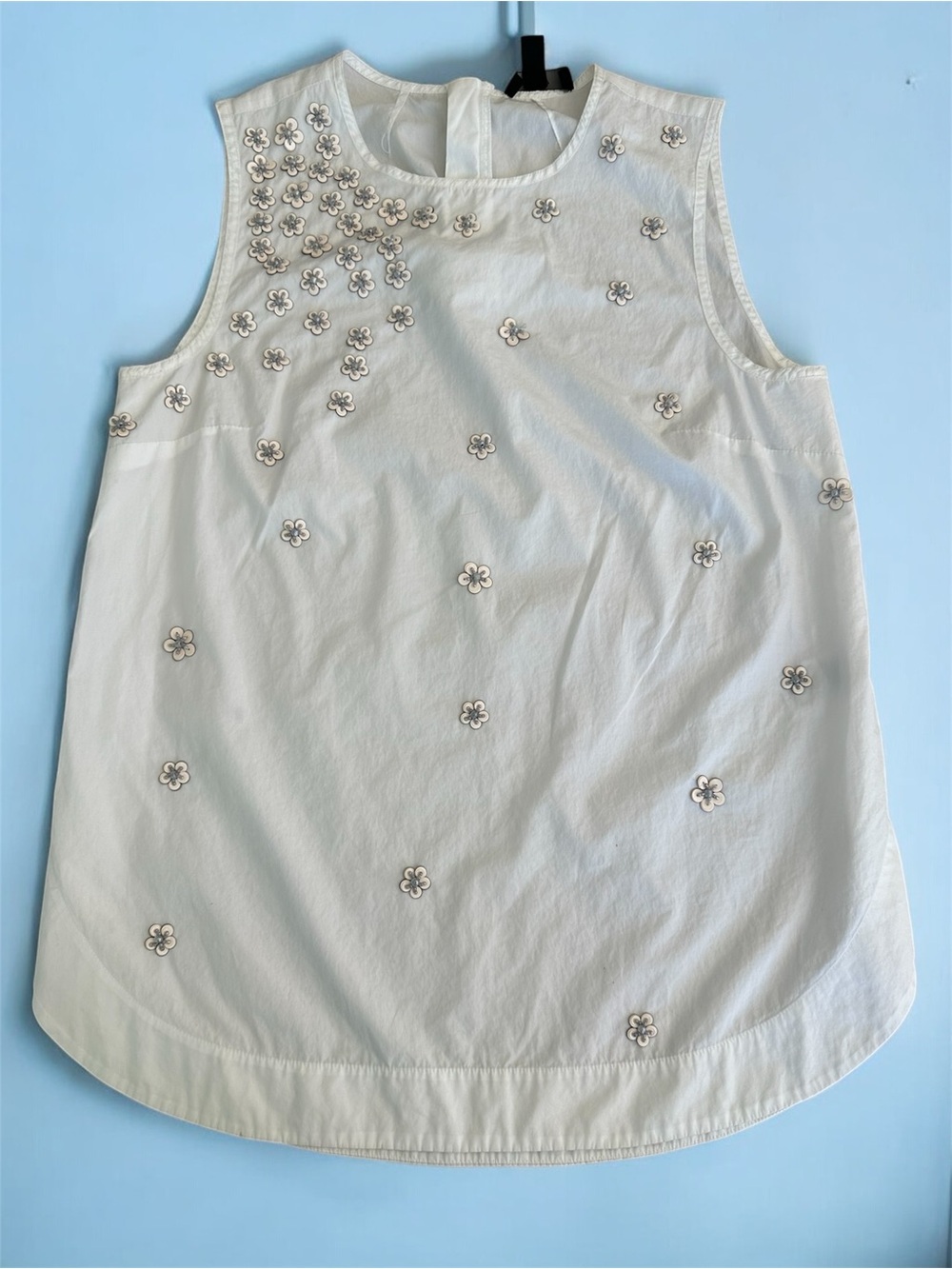 J.CREW SCATTERED FLORAL SEQUIN 100% Cotton SL shirt blouse White Sz 0 MSRP $118